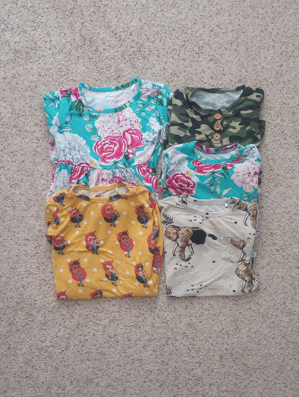 Lot Of Posh Peanut Clothes 4T Floral Camo Elephants Polkadot